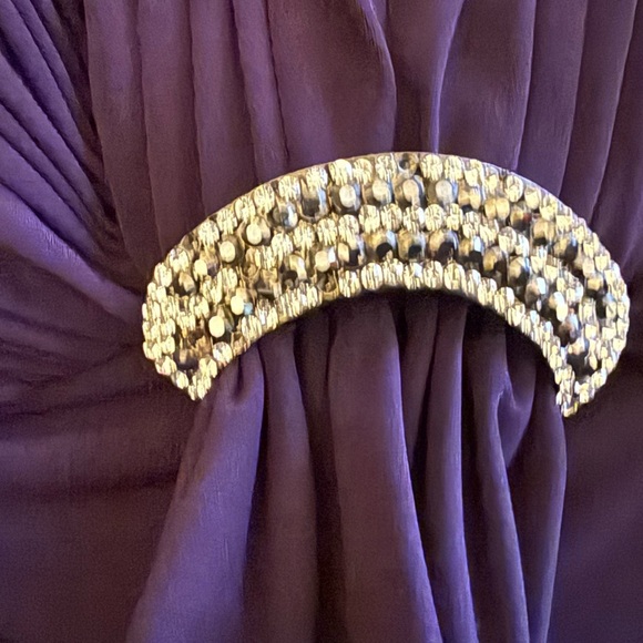 Vintage Jessica Howard Purple Aline Dress Pleated V Neckline Rhinestones Sz 6P - Picture 7 of 8